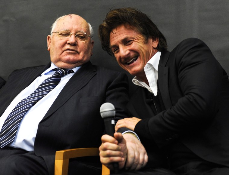 Image: Mikhail Gorbachev and Sean Penn at the 12th World Summit of Nobel Peace Laureates